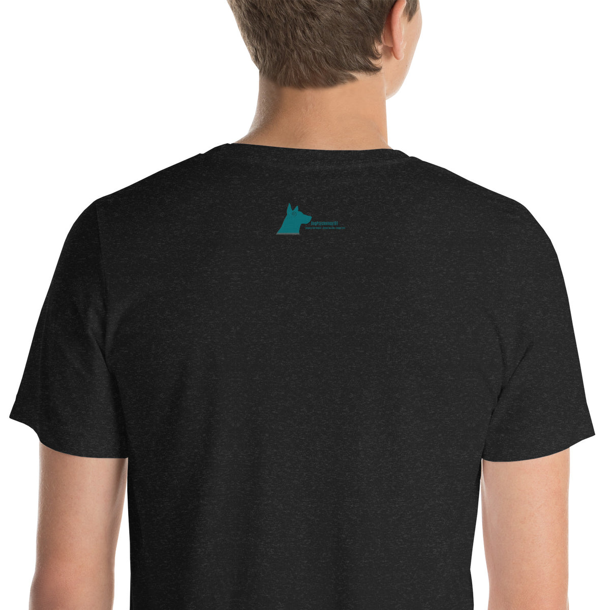 My Dog is An Honor Student - French Bulldog unisex t-shirt in black heather, close-up view