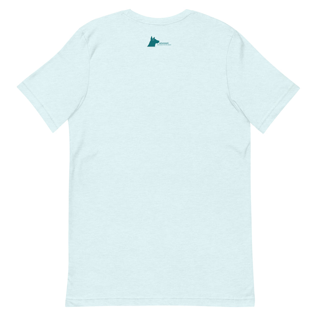 No You Can’t Pet My Dog unisex t-shirt in heather ice blue, back view