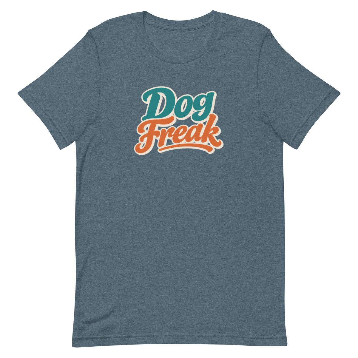 Heather Slate t-shirt with Dog Freak in retro script, funny dog lover shirt by Dog Psychology 101