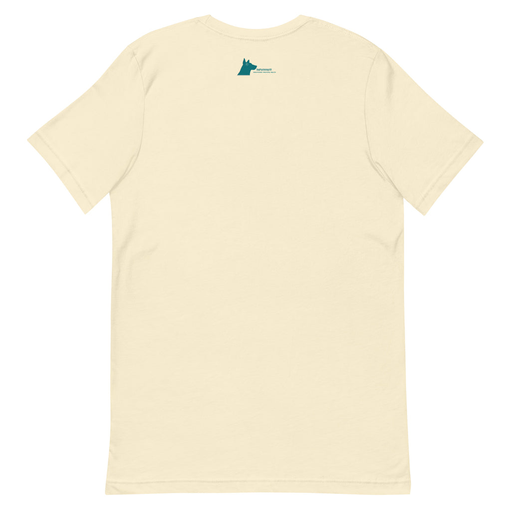 No You Can’t Pet My Dog unisex t-shirt in natural, back view