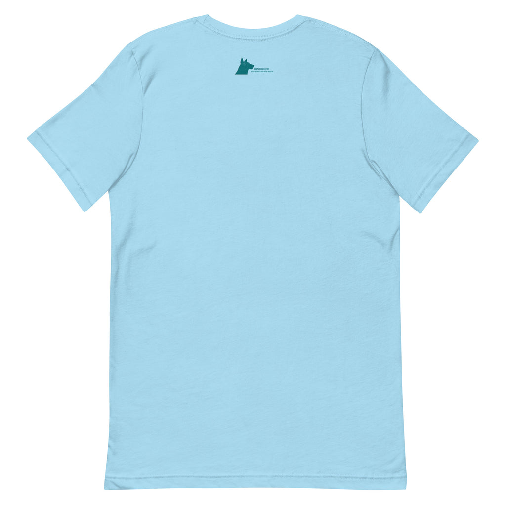 No You Can’t Pet My Dog unisex t-shirt in ocean blue, back view