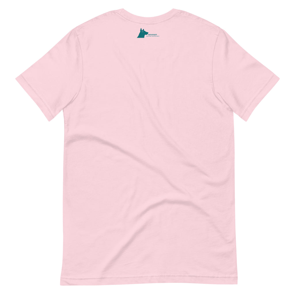 Soft Pink, back: Back of soft pink Dog Freak t-shirt by Dog Psychology 101