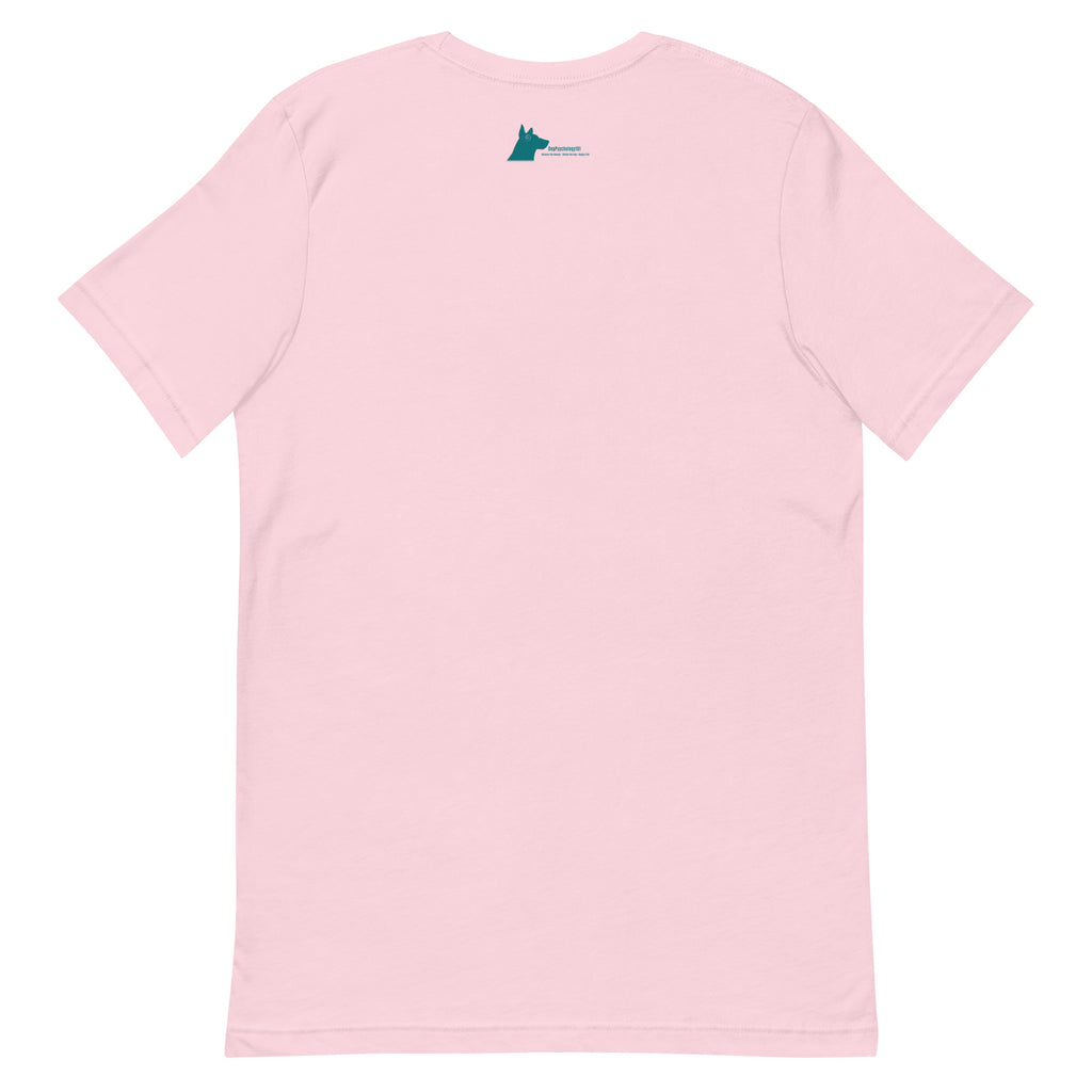 No You Can’t Pet My Dog unisex t-shirt in soft pink, back view