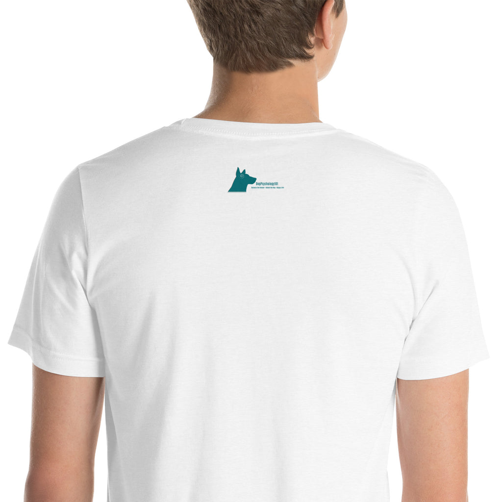 My Dog is An Honor Student - French Bulldog unisex t-shirt in solid white blend, close-up view