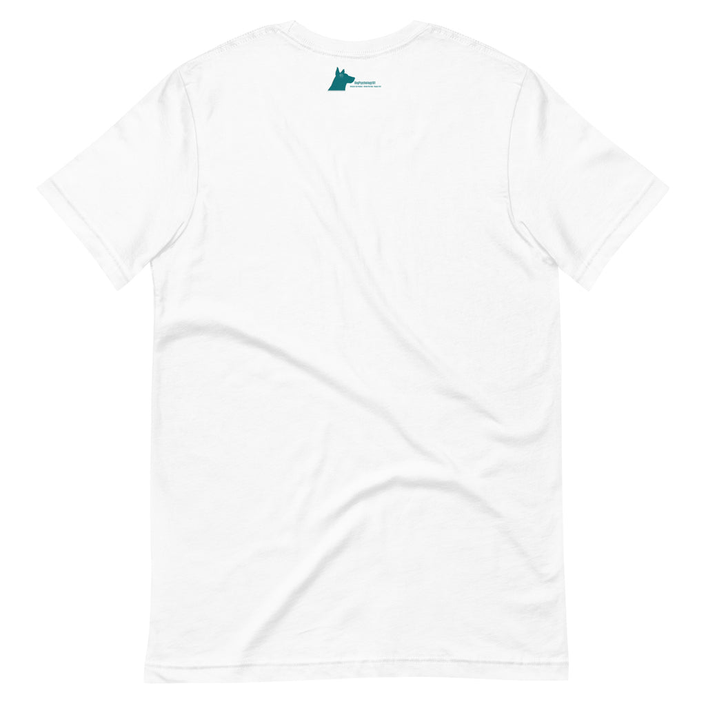 Back of white Dog Freak t-shirt by Dog Psychology 101