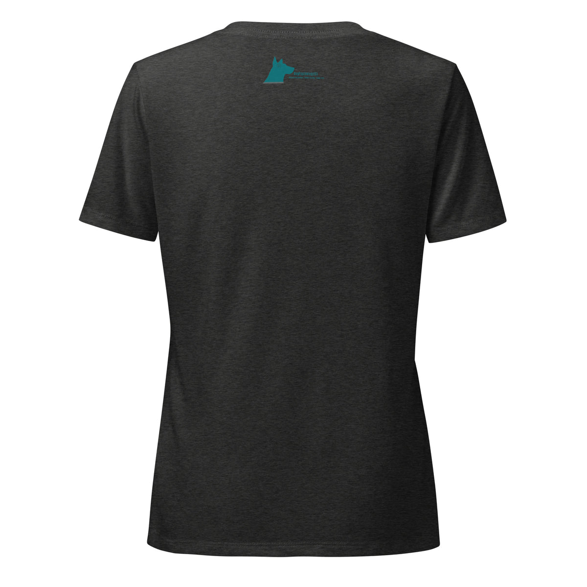 Whatever You Love, You Get More Of women's relaxed v-neck t-shirt in dark grey heather, back view