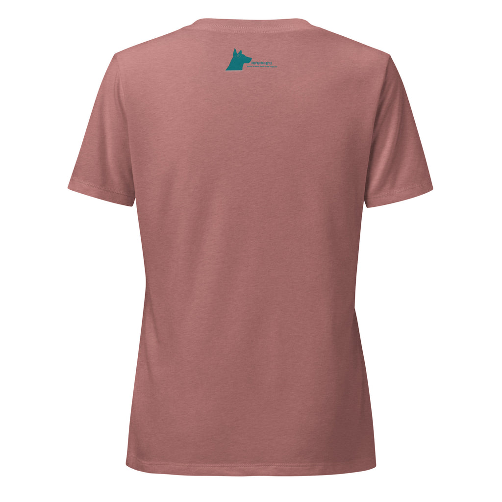 Whatever You Love, You Get More Of women's relaxed v-neck t-shirt in heather mauve, back view