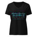 Whatever You Love, You Get More Of women's relaxed v-neck t-shirt in solid black blend, front view