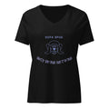 Dogenality℠ Sofa Spud women's relaxed v-neck t-shirt in solid black blend, front view